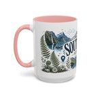 New Zealand South Island Coffee Mug | Travel Destination Souvenir Gift | Accent Color Ceramic 11oz 15oz