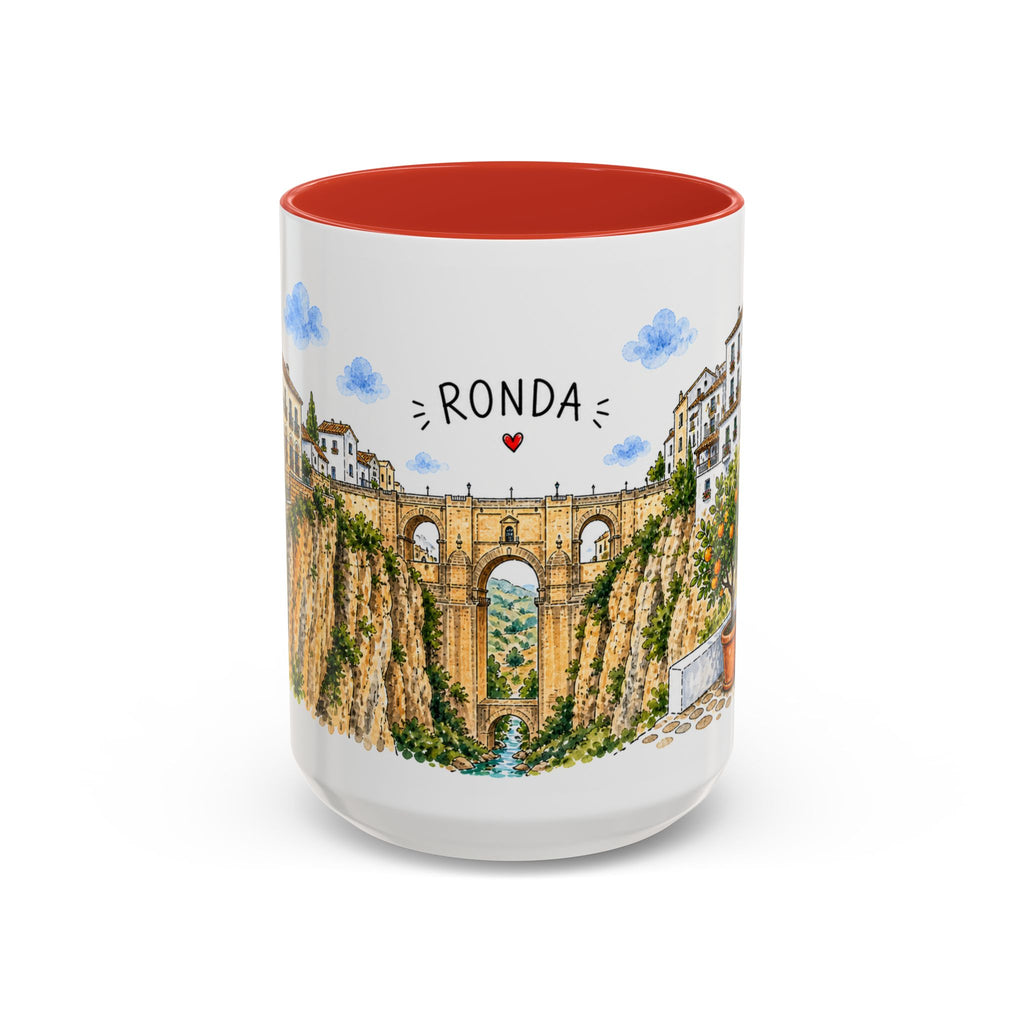 Ronda Illustrated Travel Mug | Spain Souvenir Accent Coffee Mug | 11oz 15oz Ceramic Cup