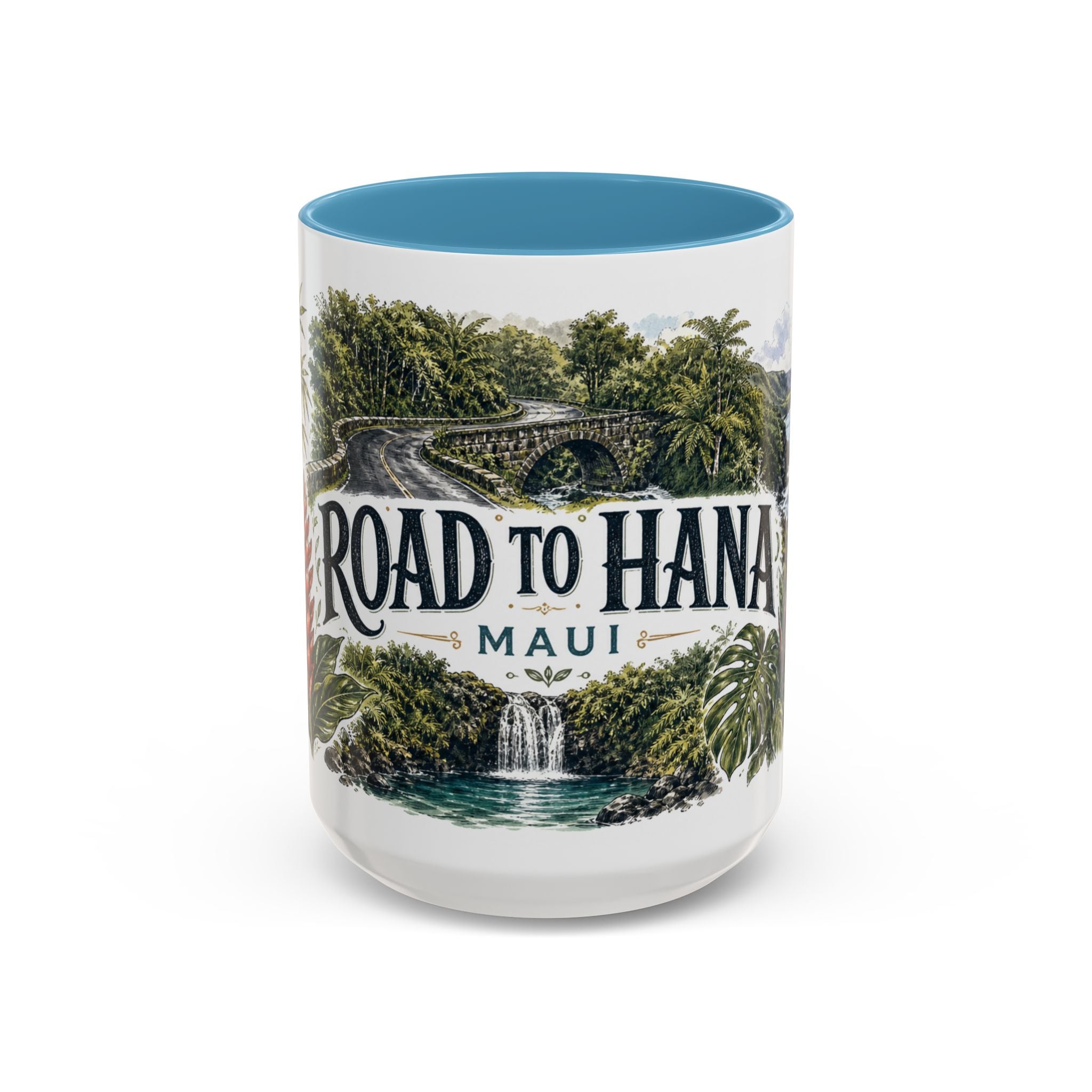 Road to Hana Mug, Maui Travel Souvenir, Bucket List Gift, Accent Ceramic Coffee Mug 11oz 15oz