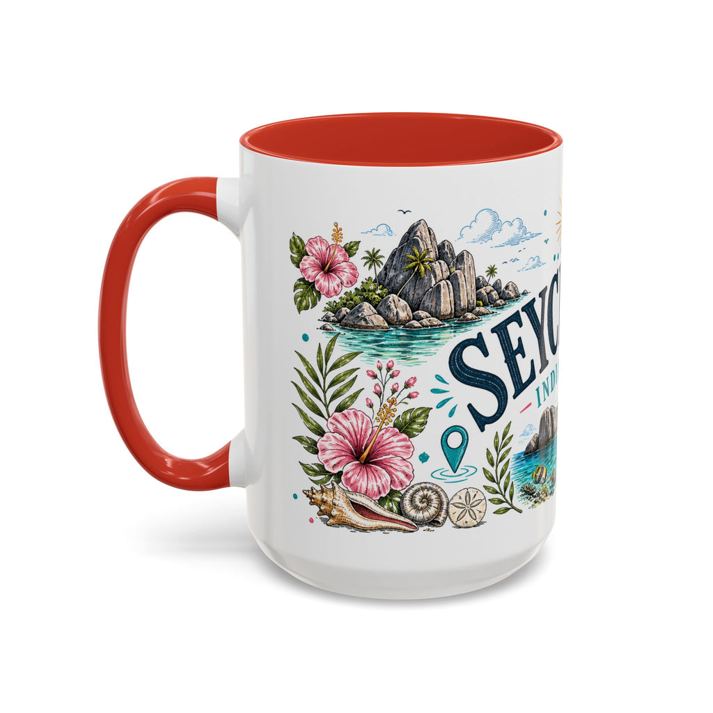 Seychelles Coffee Mug | Travel Destination Souvenir Gift | Accent Color Ceramic 11oz 15oz