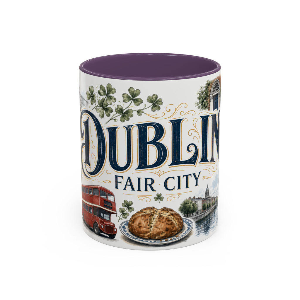 Dublin Coffee Mug | Ireland Travel Souvenir | Vintage Illustrated City Gift | 11 oz 15 oz Accent Mug