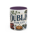 Dublin Coffee Mug | Ireland Travel Souvenir | Vintage Illustrated City Gift | 11 oz 15 oz Accent Mug