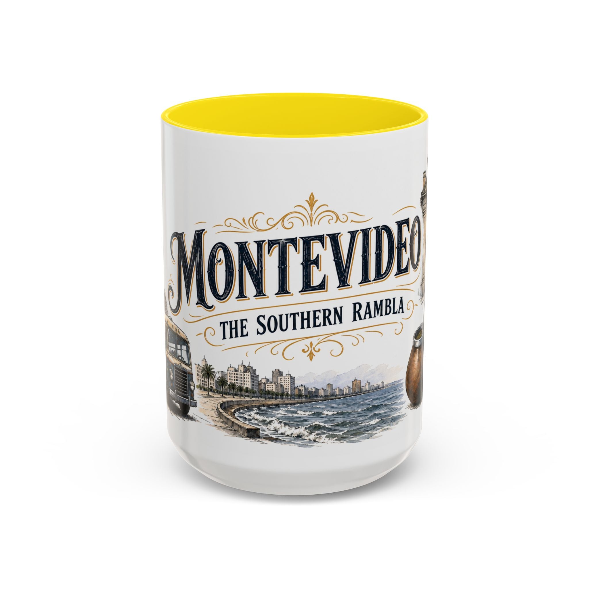 Montevideo Coffee Mug | Uruguay Travel Souvenir | Vintage Illustrated City Gift | 11 oz 15 oz Accent Mug