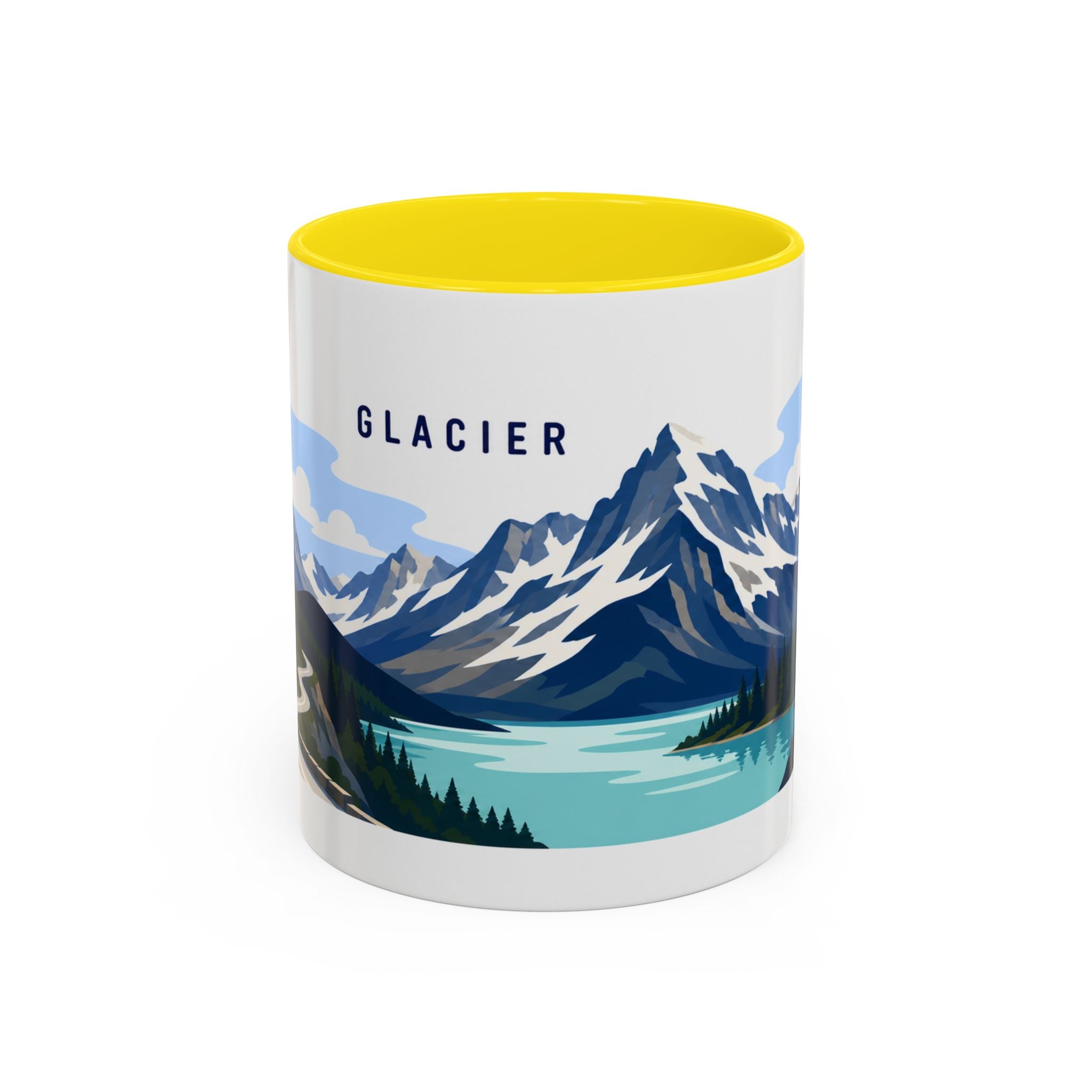 Glacier National Park Coffee Mug | Solid Color Block Park Souvenir | 11oz 15oz Accent Mug