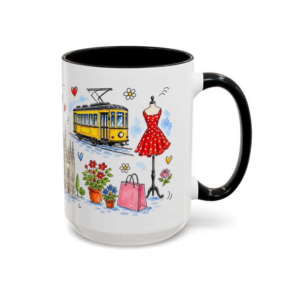 Milan Travel Mug | European City Souvenir Accent Coffee Mug | 11oz 15oz Ceramic Cup