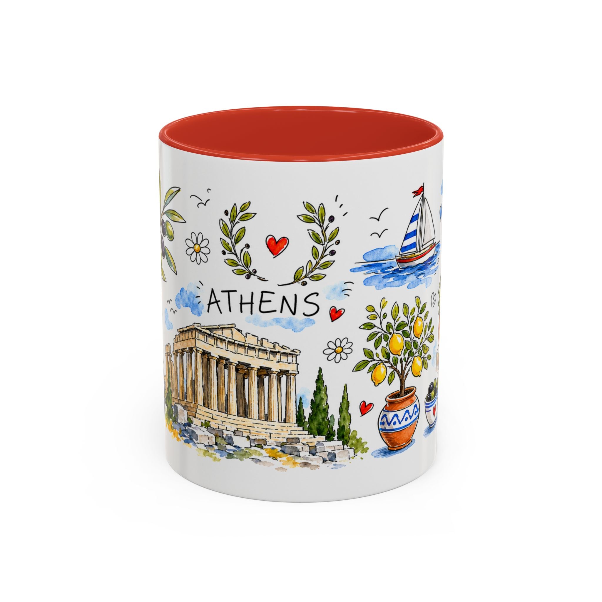 Athens Travel Mug | European City Souvenir Accent Coffee Mug | 11oz 15oz Ceramic Cup