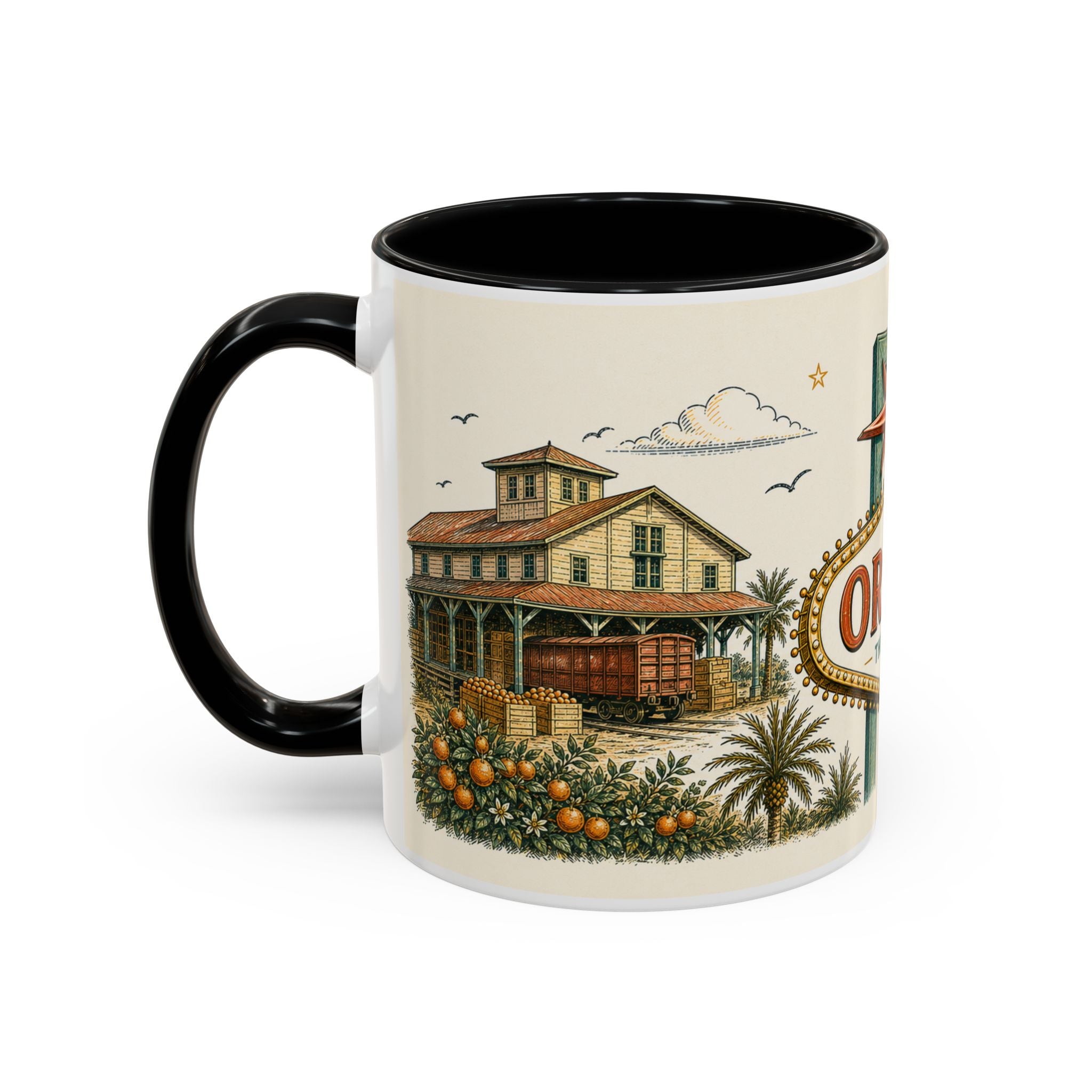 Orlando Coffee Mug | United States Travel Souvenir | Vintage Illustrated City Gift | 11 oz 15 oz Accent Mug