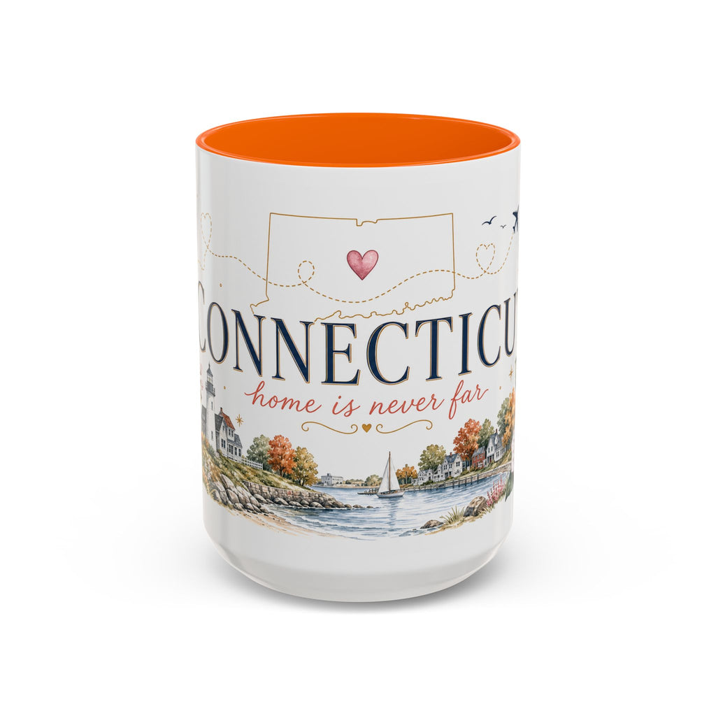 Connecticut State Map Mug | Botanical Accent Coffee Cup (11oz 15oz)