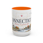 Connecticut State Map Mug | Botanical Accent Coffee Cup (11oz 15oz)