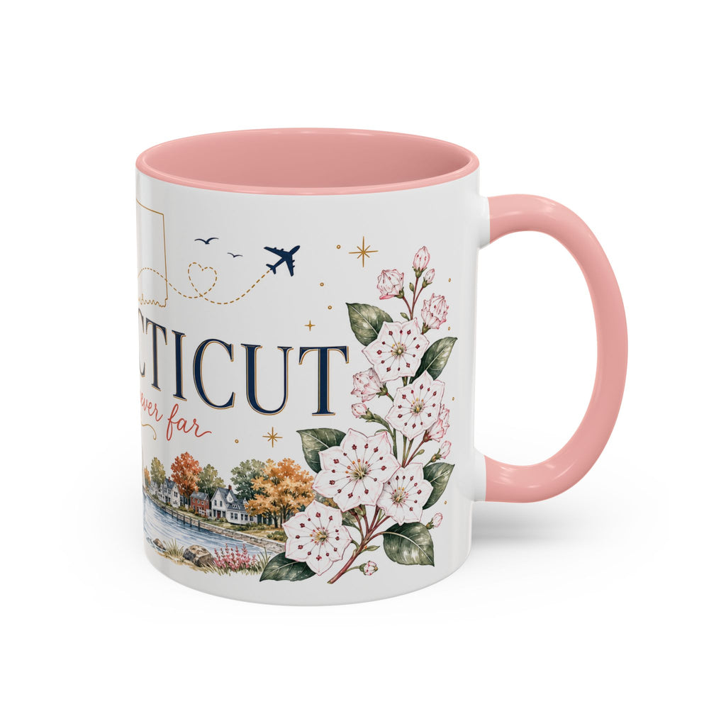 Connecticut State Map Mug | Botanical Accent Coffee Cup (11oz 15oz)
