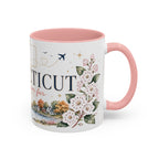 Connecticut State Map Mug | Botanical Accent Coffee Cup (11oz 15oz)
