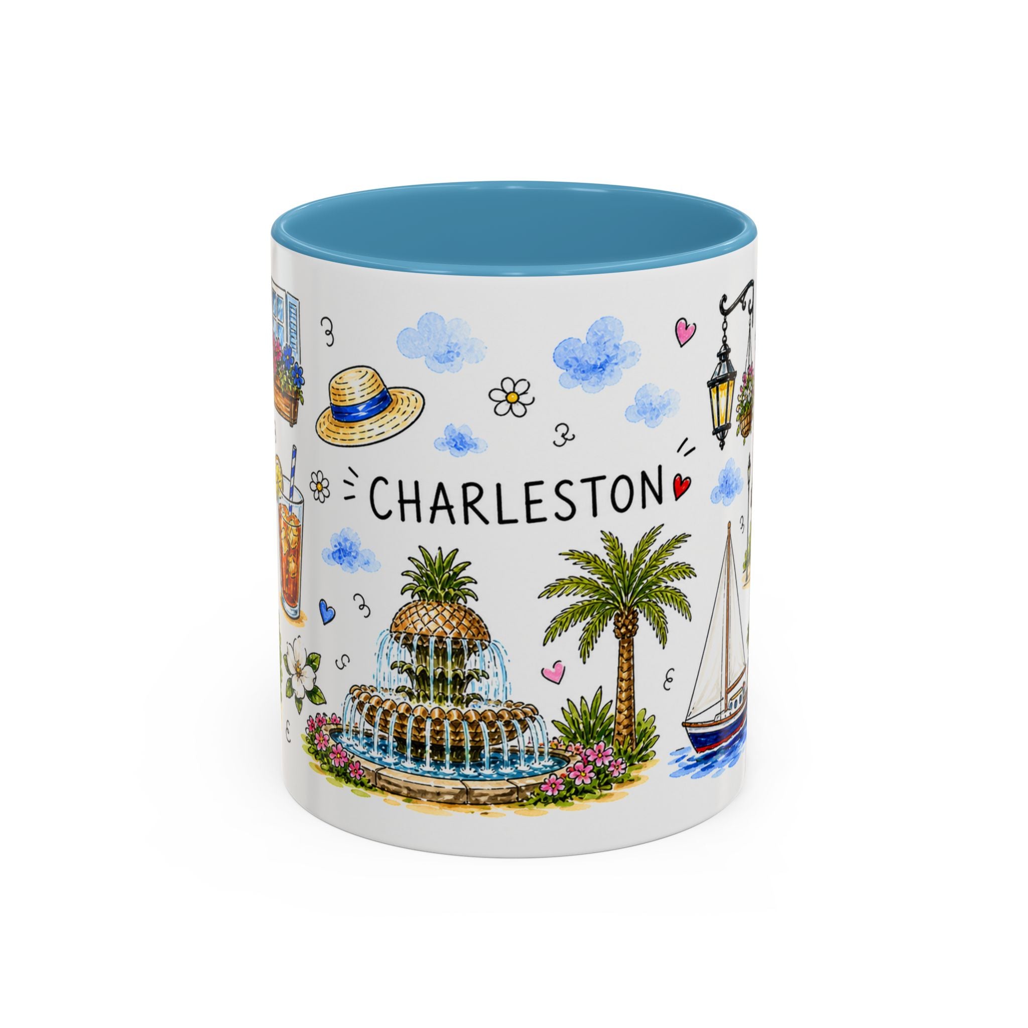 Charleston Illustrated Travel Mug | City Souvenir Accent Coffee Mug | 11oz 15oz Ceramic Cup