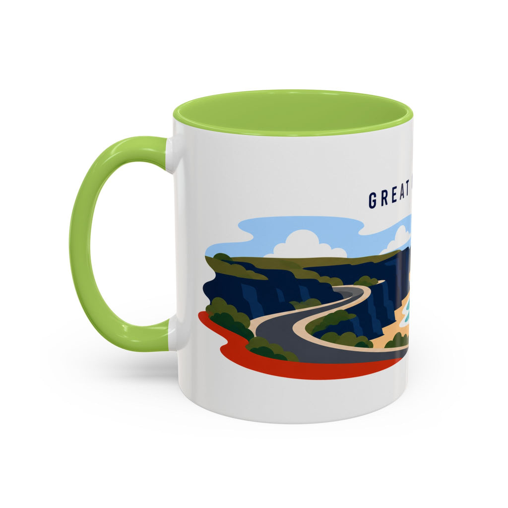 Great Ocean Road Coffee Mug | Travel Destination Souvenir Gift | Accent Color Ceramic 11oz 15oz