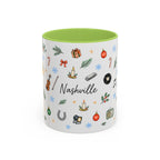 Nashville Christmas Mug | Watercolor City Souvenir, Acoustic Guitar, Harmonica (11oz 15oz)