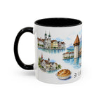 Lucerne Illustrated Travel Mug | City Souvenir Accent Coffee Mug | 11oz 15oz Ceramic Cup
