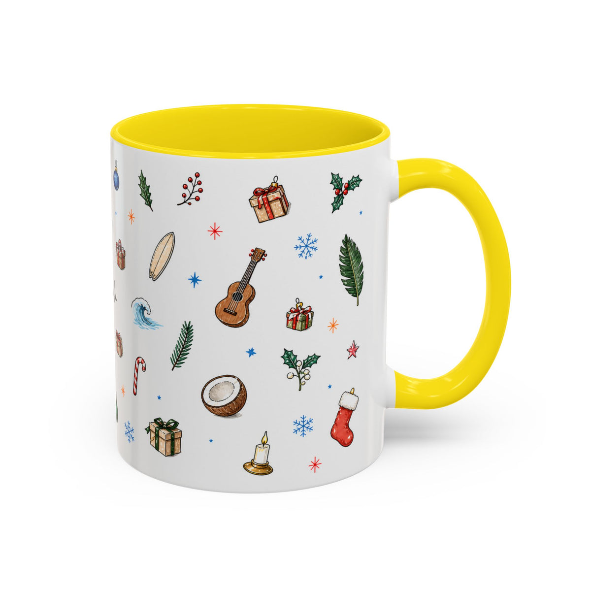 Honolulu Christmas Mug | Watercolor City Souvenir | Ceramic Coffee Cup (11oz 15oz)