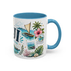 Fiji Coffee Mug | Travel Destination Souvenir Gift | Accent Color Ceramic 11oz 15oz