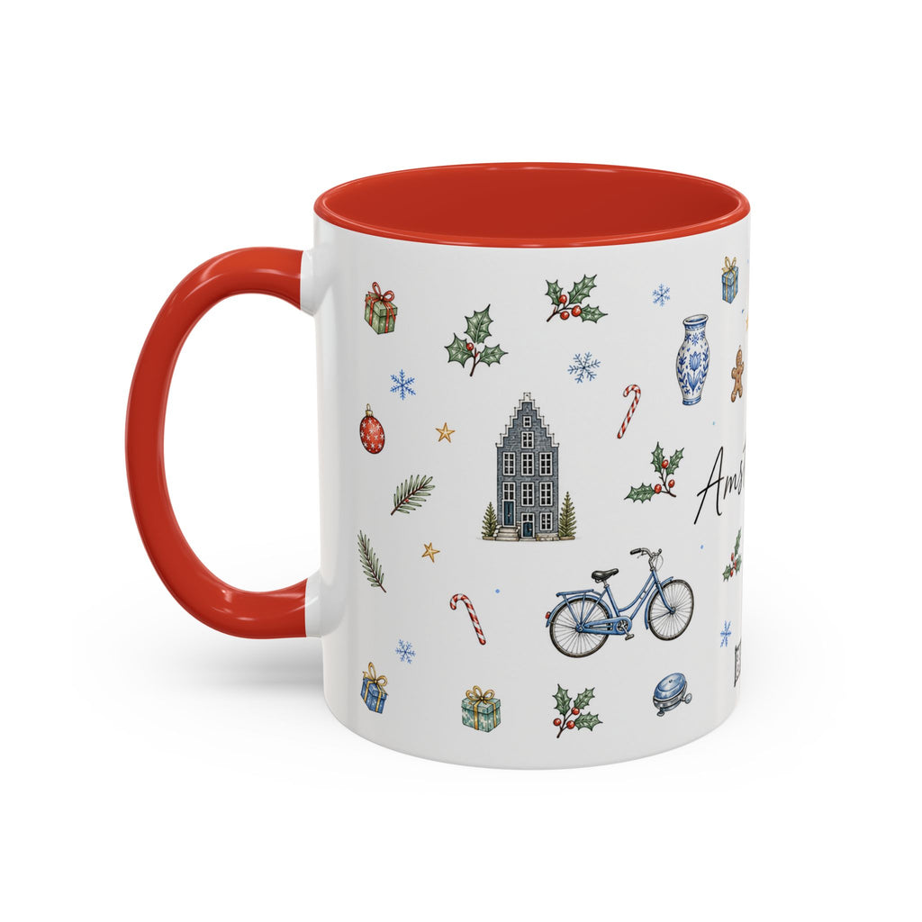 Amsterdam Christmas Watercolor Mug | Festive City Souvenir Coffee Cup