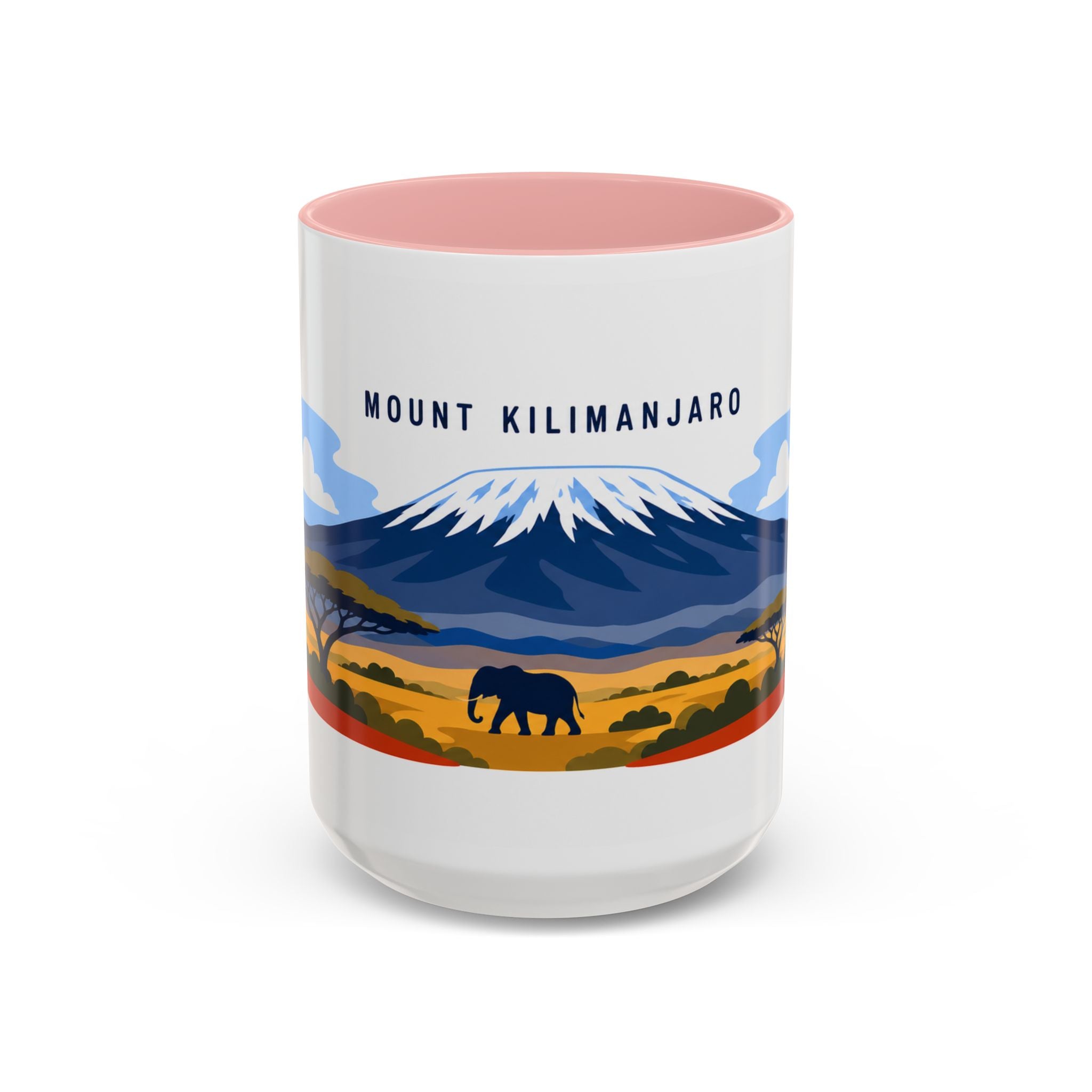 Mount Kilimanjaro Coffee Mug | Travel Destination Souvenir Gift | Accent Color Ceramic 11oz 15oz