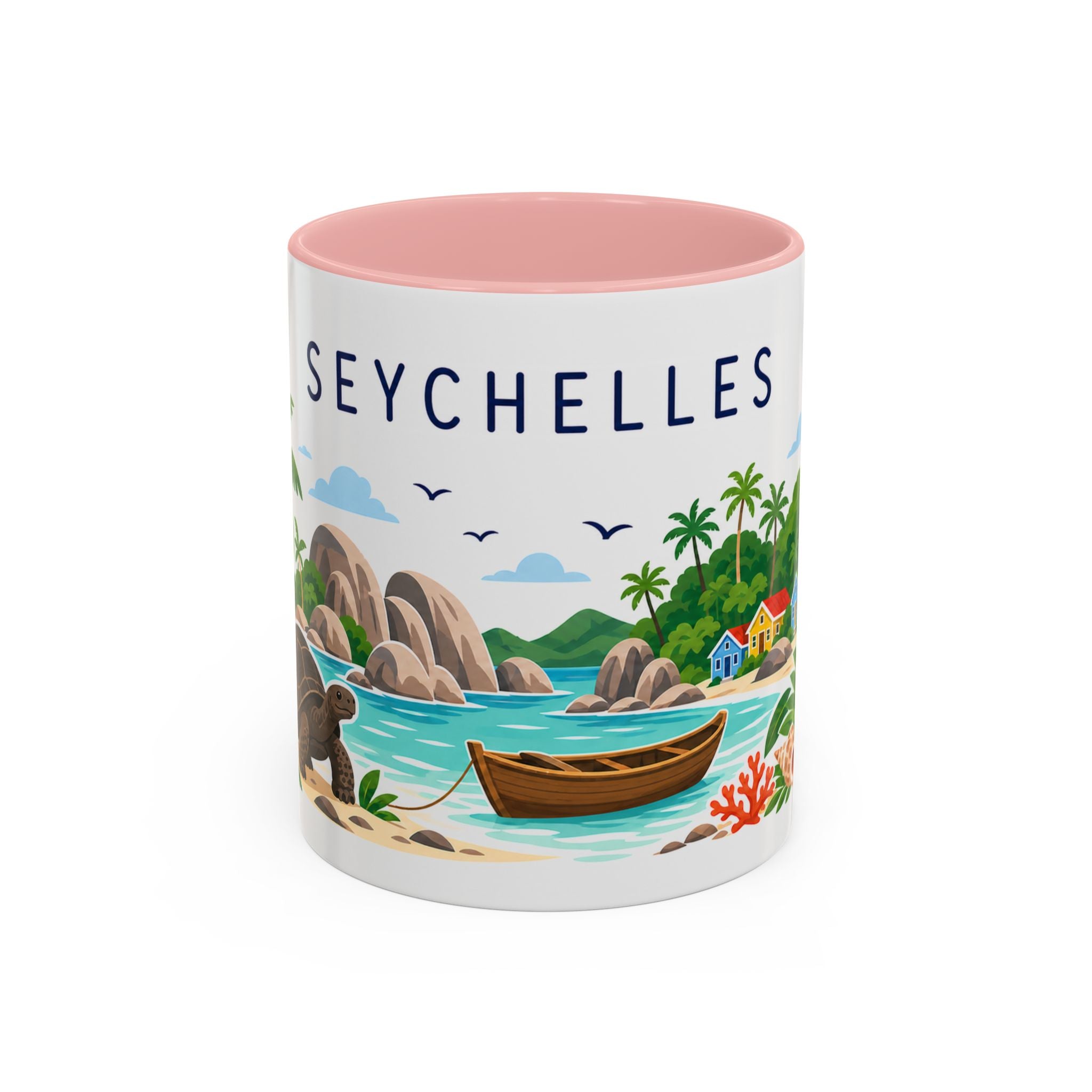 Seychelles Coffee Mug | Travel Destination Souvenir Gift | Accent Color Ceramic 11oz 15oz