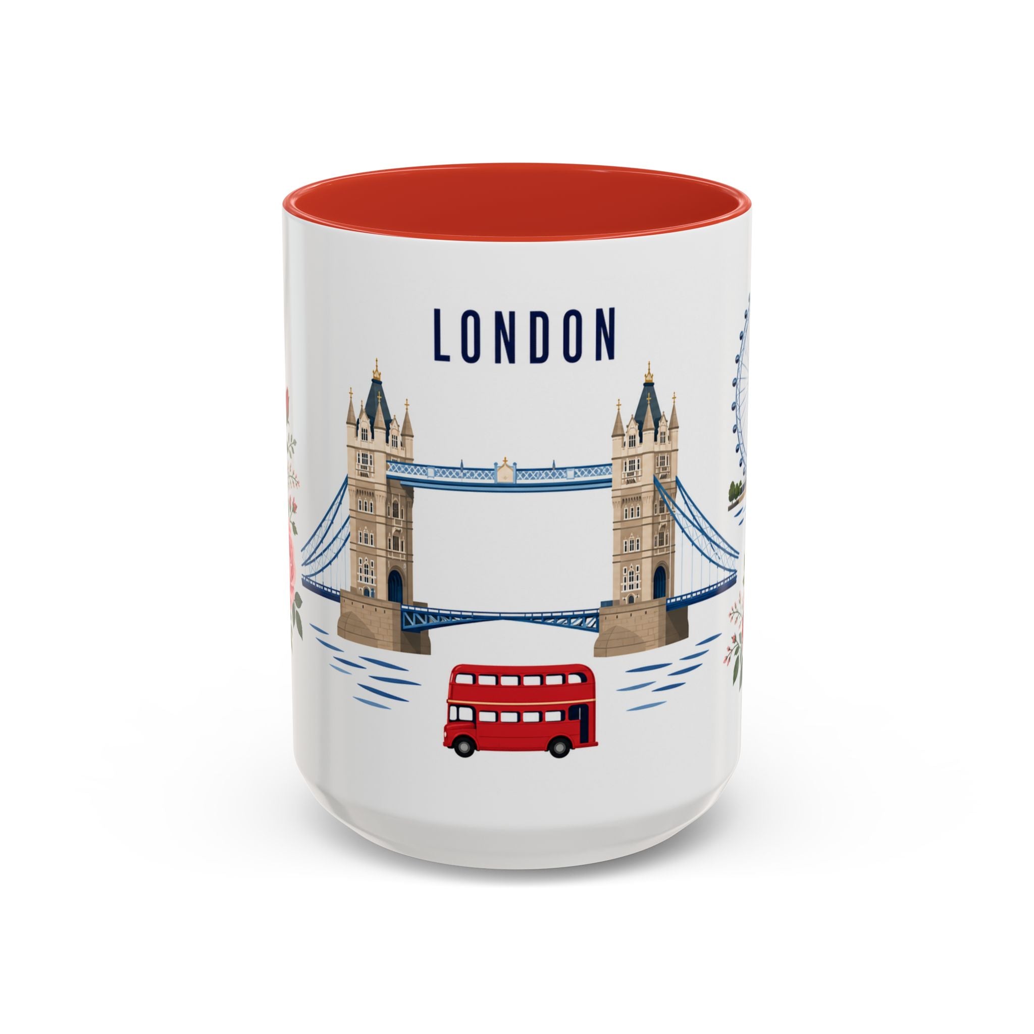 London Coffee Mug | United Kingdom Travel Souvenir | Porcelain Decal City Gift | 11oz 15oz Accent Mug
