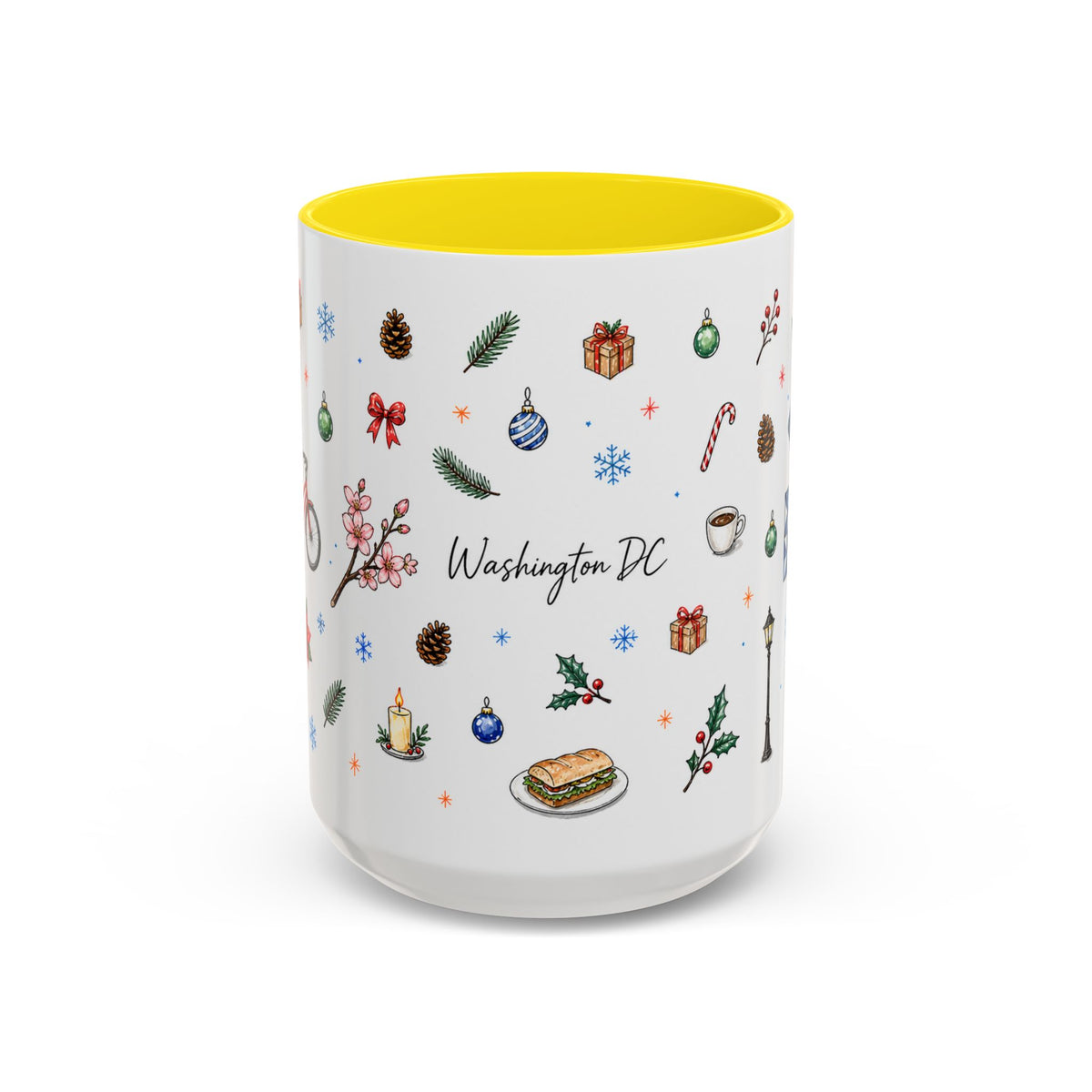 Washington DC Christmas Mug | Watercolor City Souvenir | Ceramic Coffee Cup 11oz 15oz
