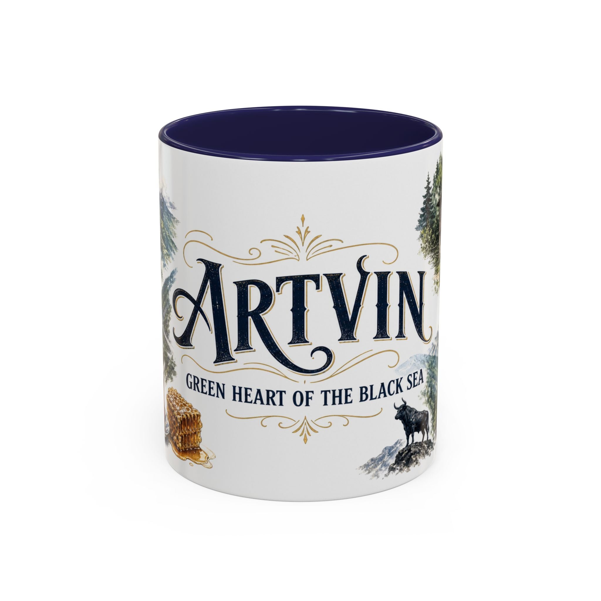 Artvin Coffee Mug | Turkey Travel Souvenir | Vintage Illustrated City Gift | 11 oz 15 oz Accent Mug