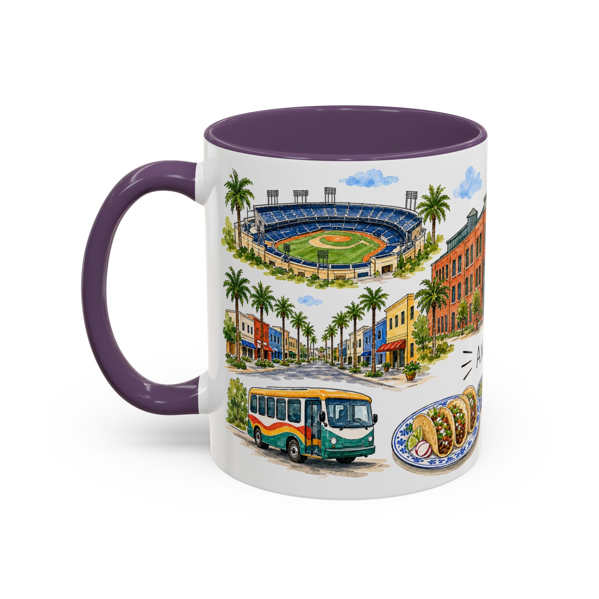 Anaheim Illustrated Travel Mug | City Souvenir Accent Coffee Mug | 11oz 15oz Ceramic Cup