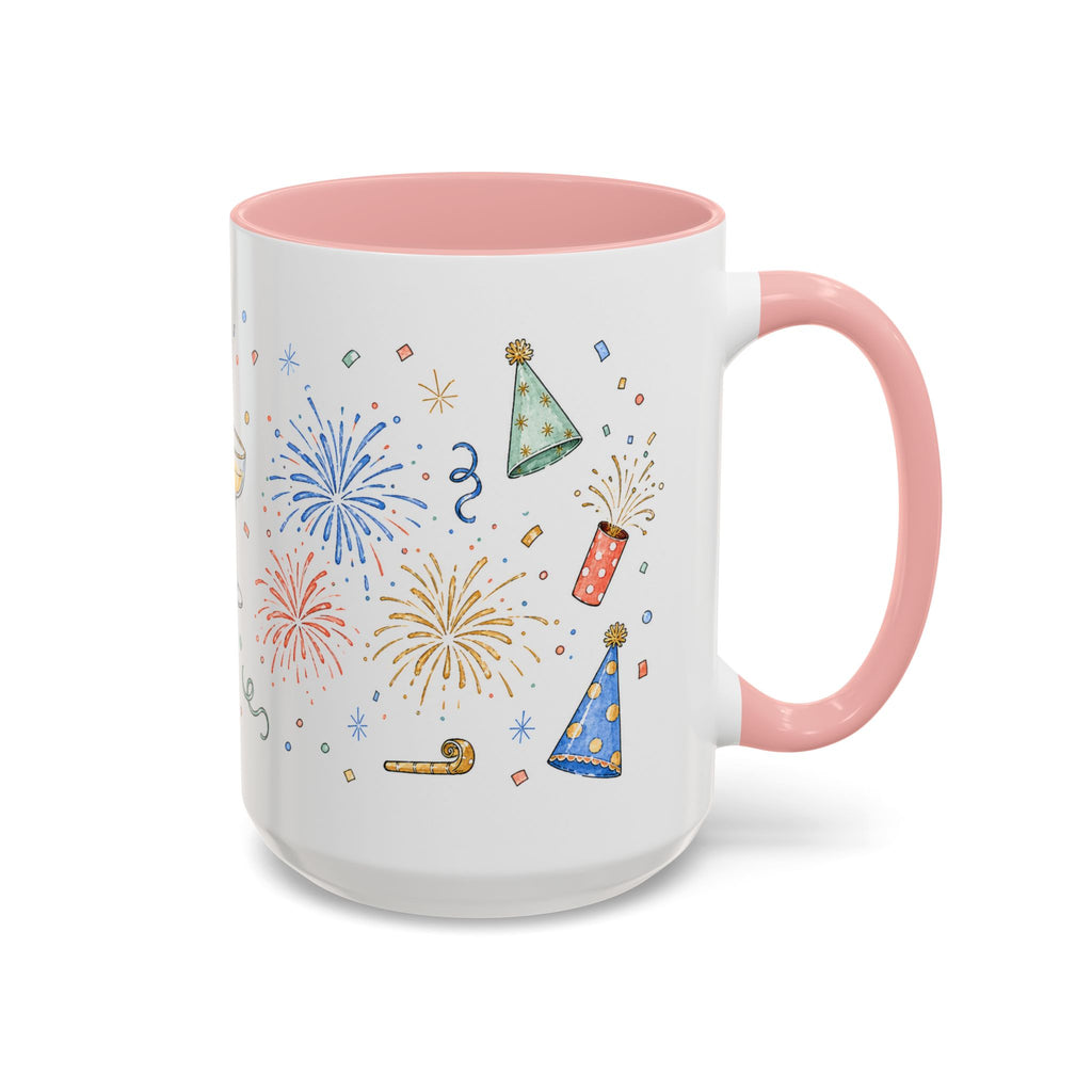 New Year Mug | Midnight Clock Toast Watercolor Celebration Gift | Accent Cup 11oz 15oz