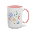New Year Mug | Midnight Clock Toast Watercolor Celebration Gift | Accent Cup 11oz 15oz