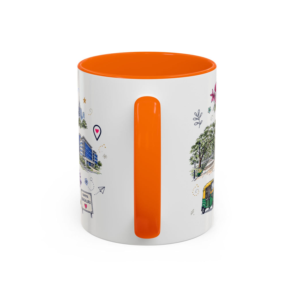 Bangalore Coffee Mug | India Souvenir Travel Gift | Accent Color Ceramic 11oz 15oz