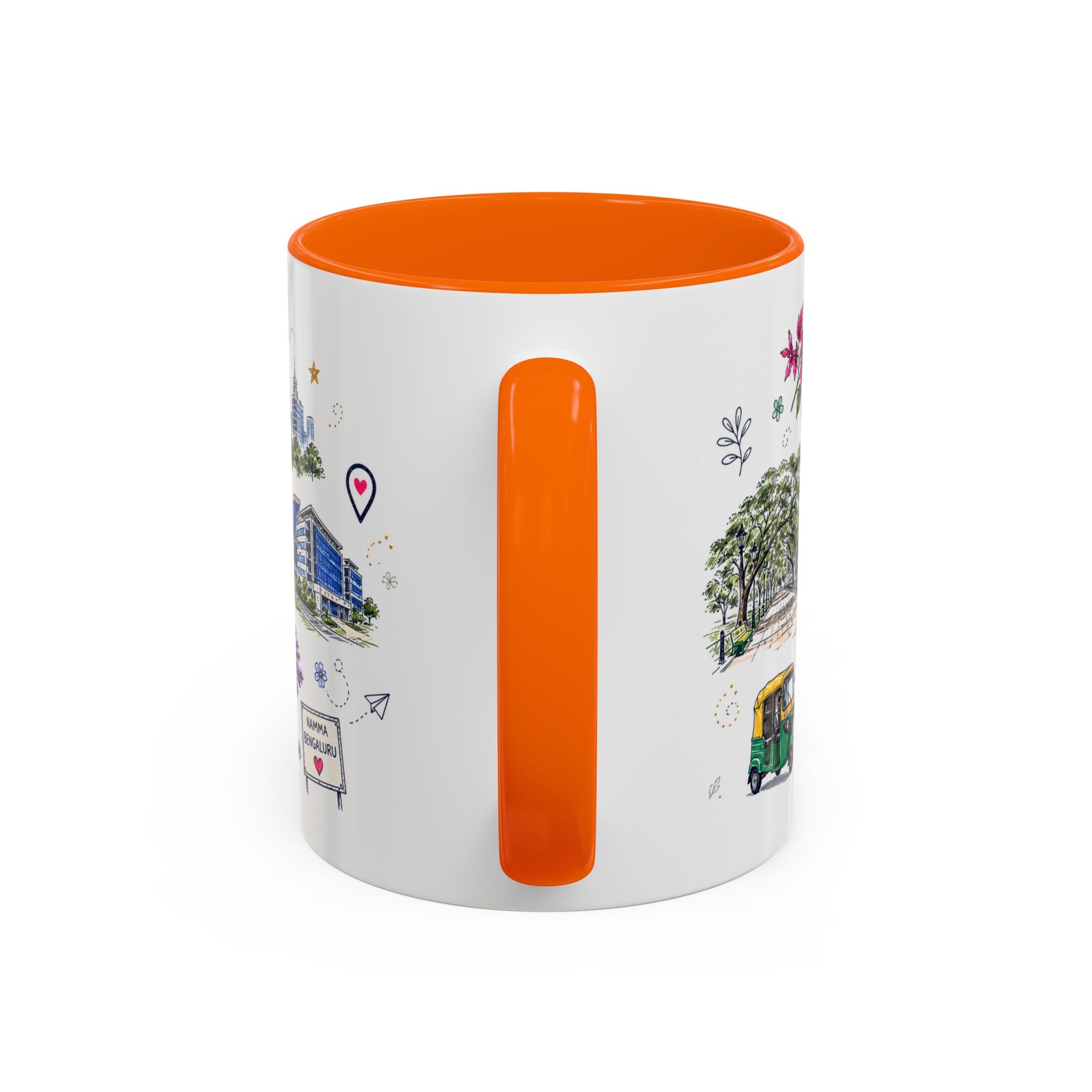 Bangalore Coffee Mug | India Souvenir Travel Gift | Accent Color Ceramic 11oz 15oz