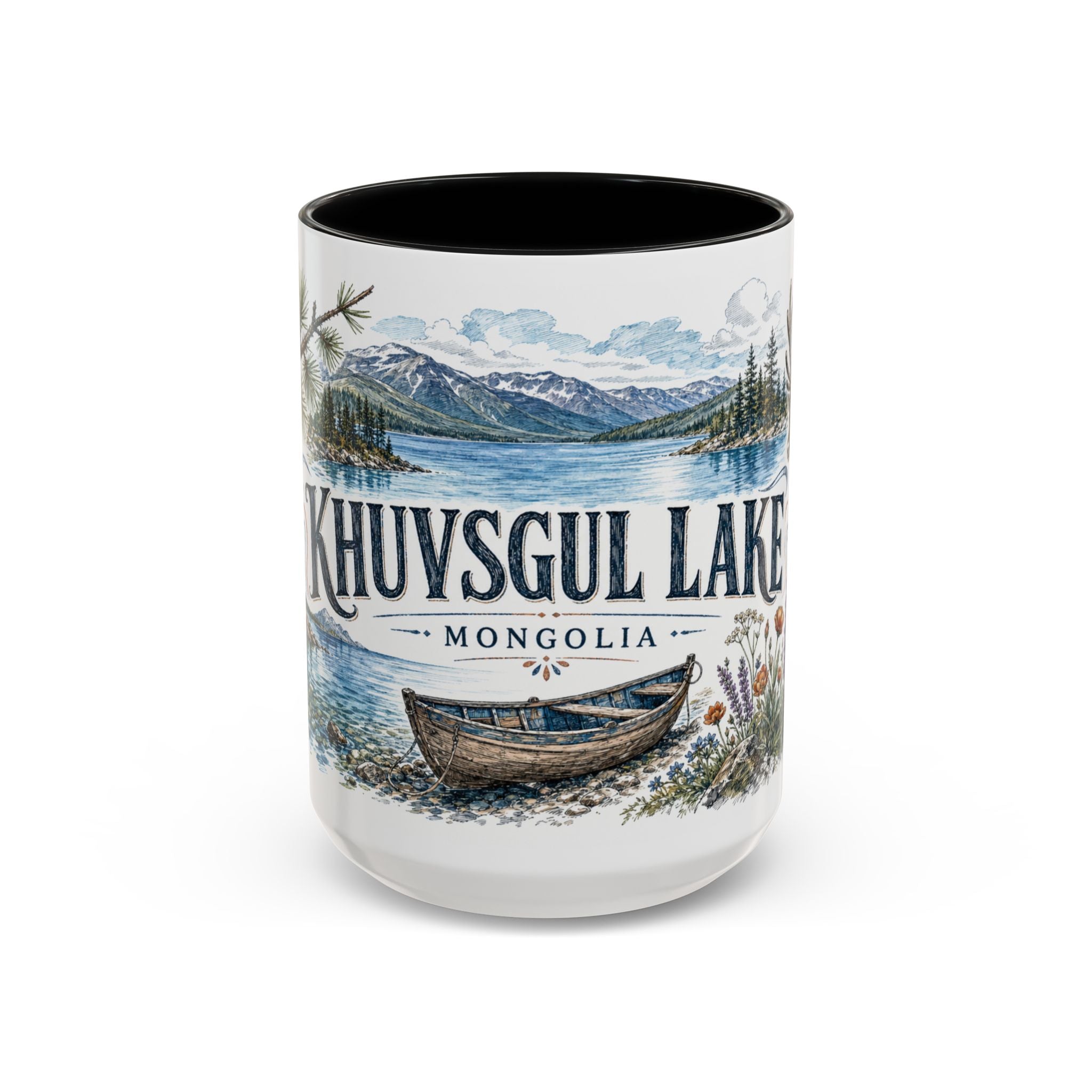 Khuvsgul Lake Mug, Mongolia Travel Souvenir, Bucket List Gift, Accent Ceramic Coffee Mug 11oz 15oz