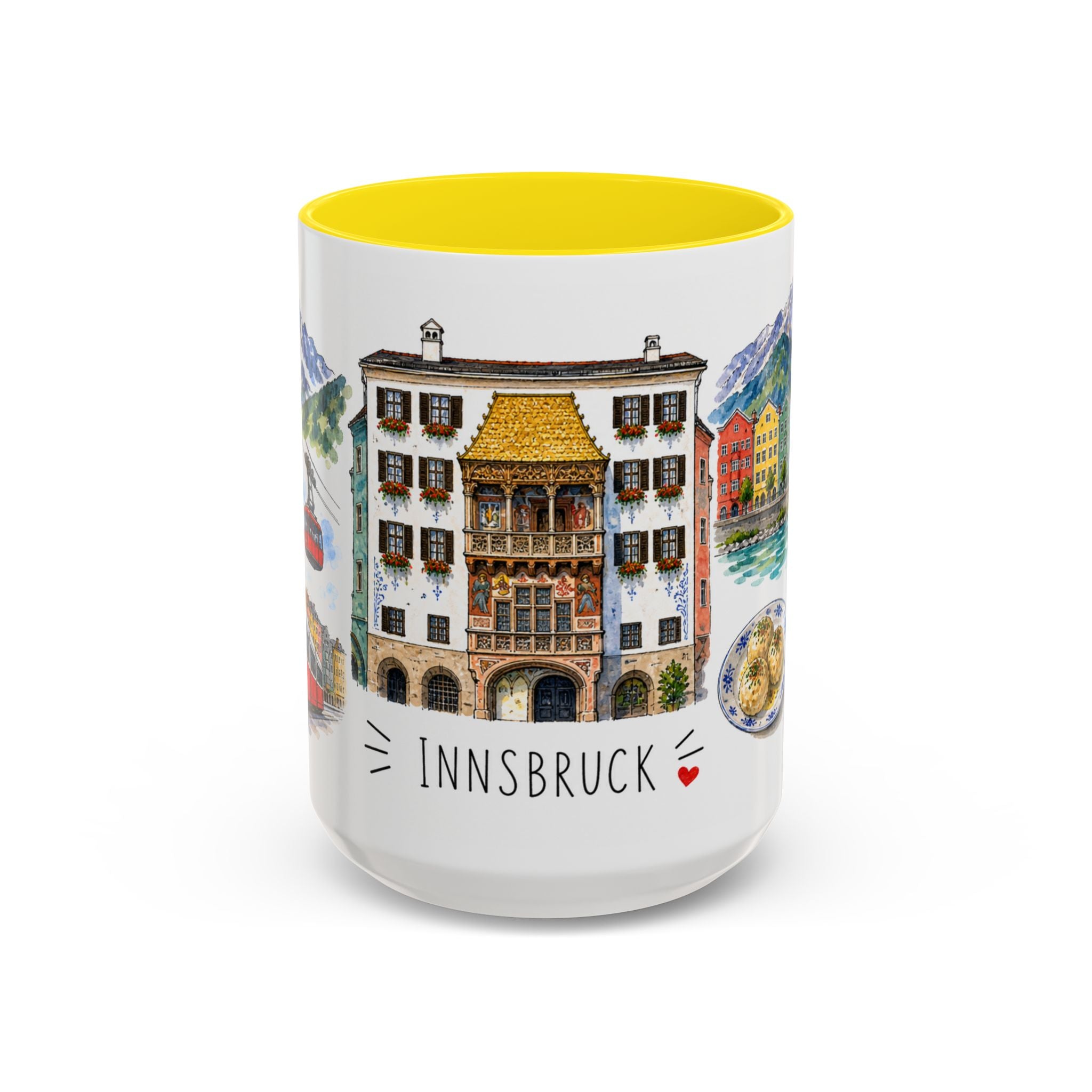 Innsbruck Illustrated Travel Mug | City Souvenir Accent Coffee Mug | 11oz 15oz Ceramic Cup