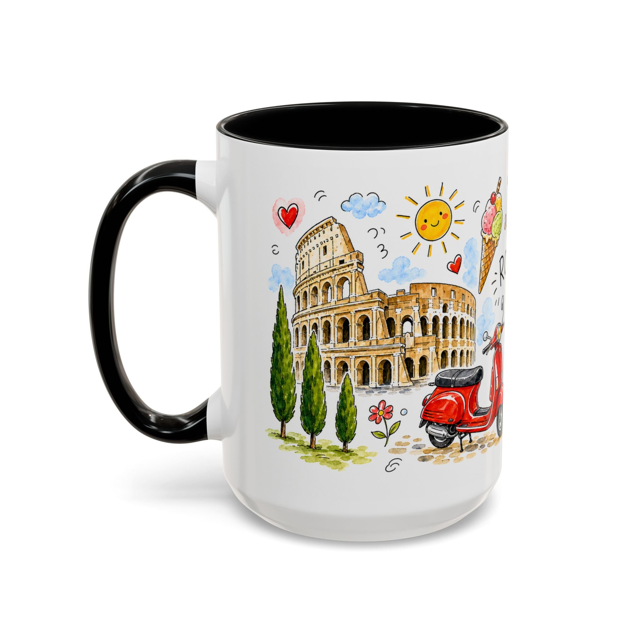 Rome Travel Mug | European City Souvenir Accent Coffee Mug | 11oz 15oz Ceramic Cup