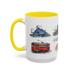 Cleveland Illustrated Travel Mug | City Souvenir Accent Coffee Mug | 11oz 15oz Ceramic Cup