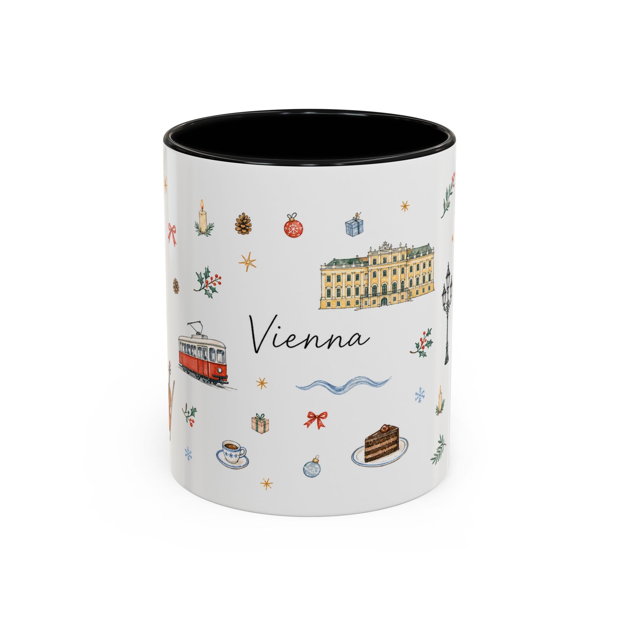 Vienna Christmas Mug | Watercolor Travel Souvenir | Holiday Gift | Accent Ceramic Coffee Cup 11oz 15oz