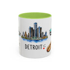 Detroit Illustrated Travel Mug | City Souvenir Accent Coffee Mug | 11oz 15oz Ceramic Cup