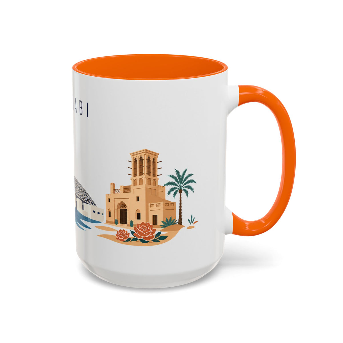 Abu Dhabi Coffee Mug | United Arab Emirates Travel Souvenir | Porcelain Decal City Gift | 11oz 15oz Accent Mug