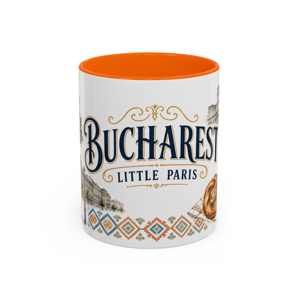 Bucharest Coffee Mug | Romania Travel Souvenir | Vintage Illustrated City Gift | 11 oz 15 oz Accent Mug