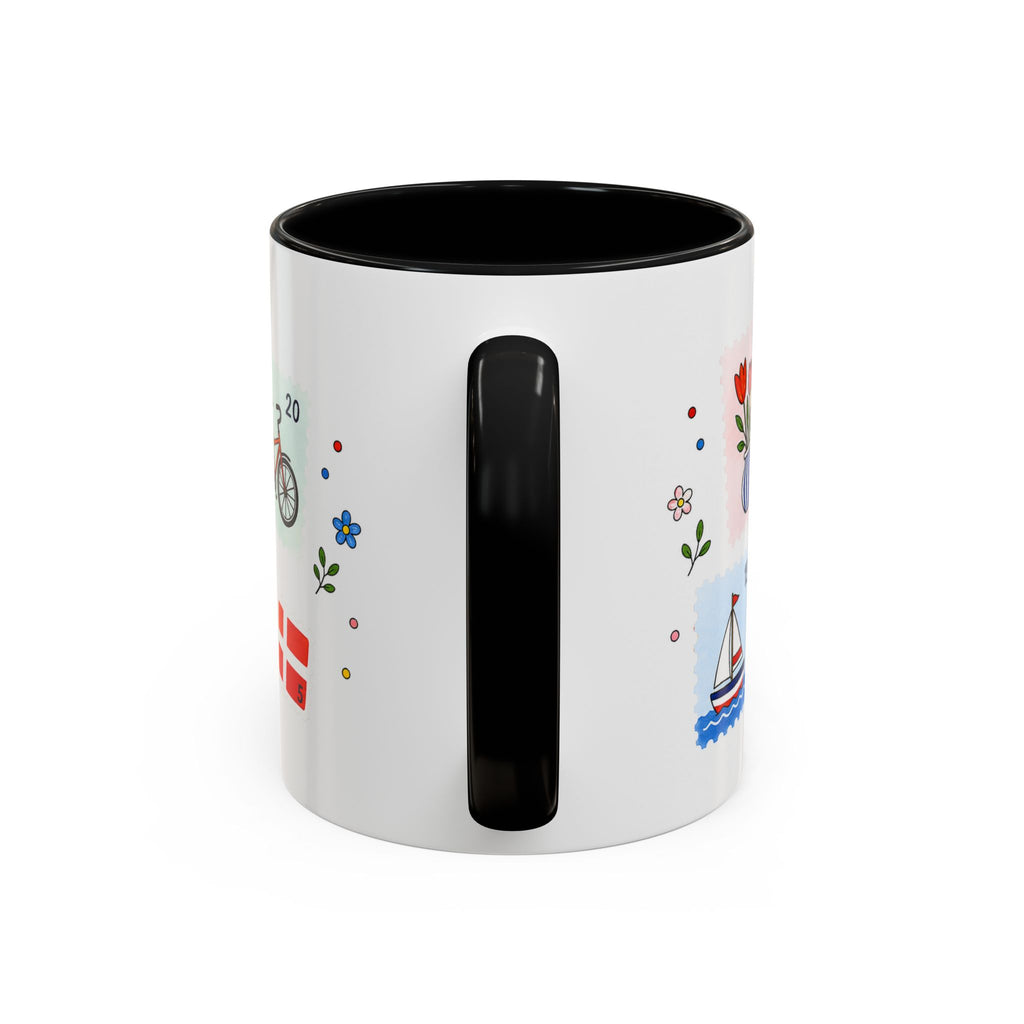 Copenhagen Coffee Mug | Postage Stamp Collage Mug | Travel Souvenir Accent Cup 11oz 15oz