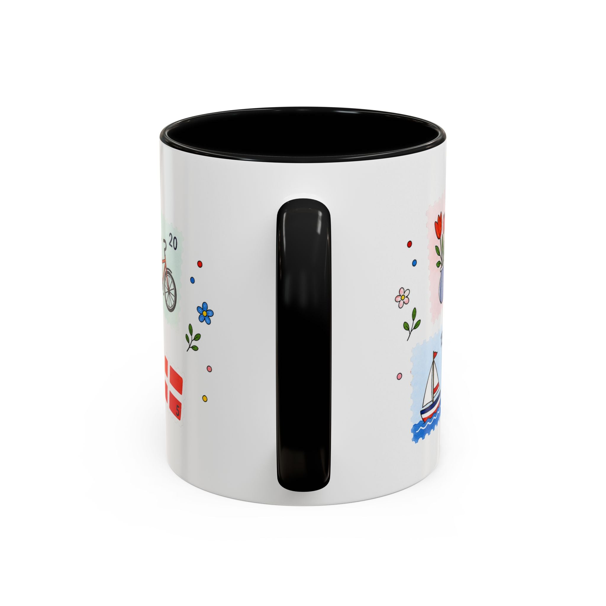 Copenhagen Coffee Mug | Postage Stamp Collage Mug | Travel Souvenir Accent Cup 11oz 15oz