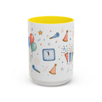 New Year Party Mug | Balloon Popper Watercolor Celebration Gift | Accent Cup 11oz 15oz