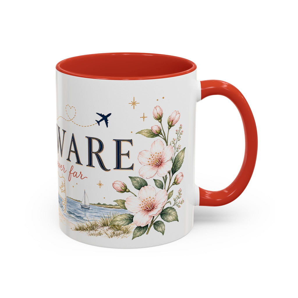 Delaware State Map Mug | Botanical Beach Accent Coffee Cup (11oz/15oz)