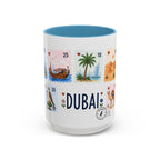 Dubai Coffee Mug | Postage Stamp Collage Mug | Travel Souvenir Accent Cup 11oz 15oz