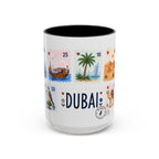 Dubai Coffee Mug | Postage Stamp Collage Mug | Travel Souvenir Accent Cup 11oz 15oz