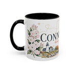 Connecticut State Map Mug | Botanical Accent Coffee Cup (11oz 15oz)