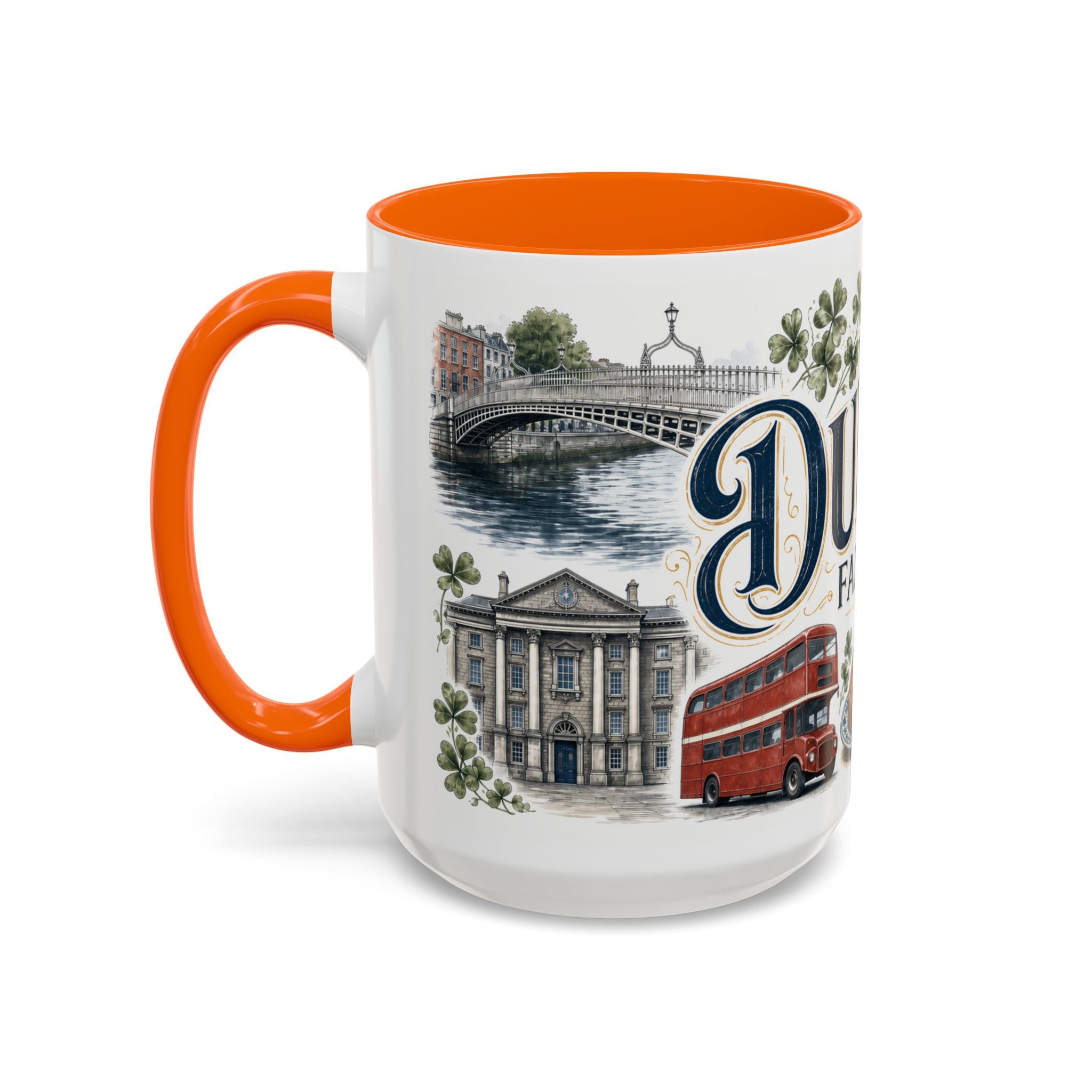 Dublin Coffee Mug | Ireland Travel Souvenir | Vintage Illustrated City Gift | 11 oz 15 oz Accent Mug