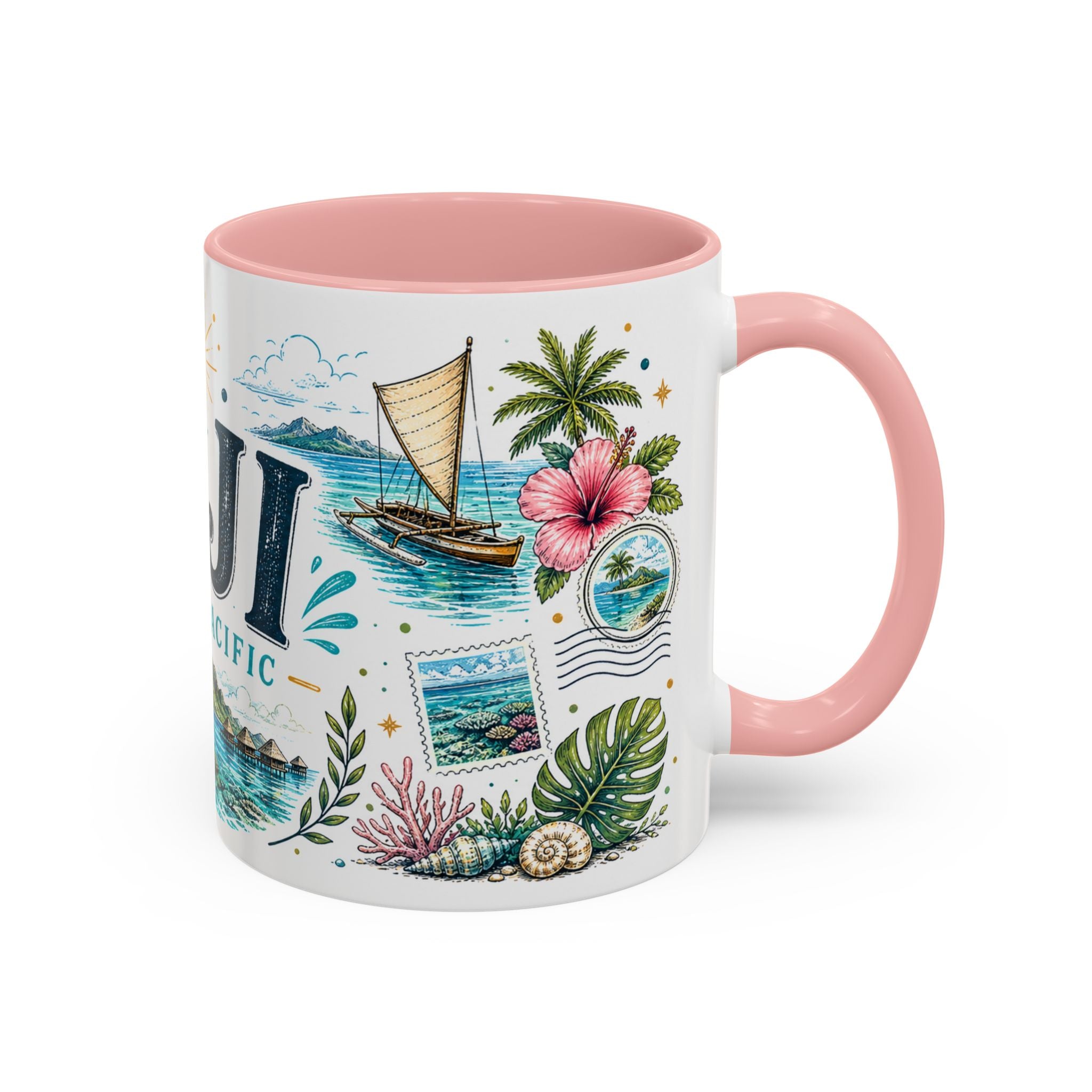 Fiji Coffee Mug | Travel Destination Souvenir Gift | Accent Color Ceramic 11oz 15oz