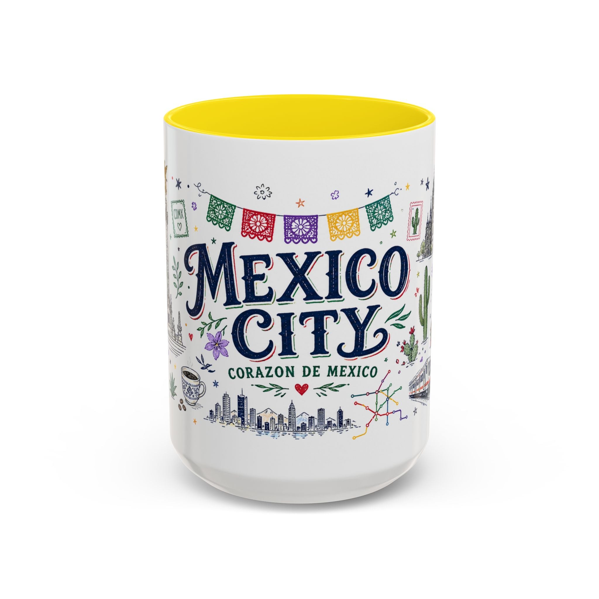 Mexico City Coffee Mug | Mexico Souvenir Travel Gift | Accent Color Ceramic 11oz 15oz